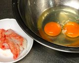 A picture of step 1 of Deep Fried Egg with Crab sticks.