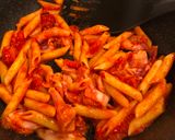 A picture of step 2 of Penne Arrabbiata with pork.