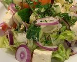 A picture of step 4 of Greek salad.