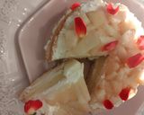 A picture of step 4 of Red rose peach Victoria cake.