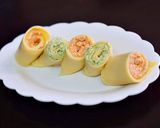 A picture of step 6 of Paneer stuffed khandvi.