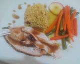 Foto del paso 7 de la receta: Pavo al horno con arroz al curry y ensalada cocida