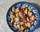A picture of step 2 of Papri fruit chat.