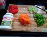 A picture of step 1 of Veg Mayo toast.