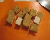 A picture of step 1 of Fried Tofu Blocks in Sweet and Spicy Miso.