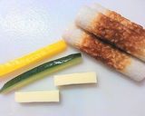 A picture of step 1 of Chikuwa Stuffed with Cheese, Cucumbers, and Takuan.