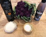 A picture of step 1 of Roast purple cauliflower and goats cheese.