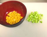 A picture of step 1 of Two Kinds of Onigiri Rice Balls with Corn and Edamame Beans.