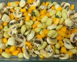 A picture of step 3 of Crispy Gnocchi with Mushrooms, Squash & Sage (vegan).