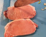 A picture of step 1 of Tonkatsu (pork cutlet).