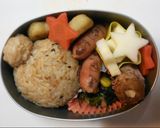 A picture of step 2 of Rilakkuma Character Bento.