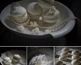 Une image de l'étape 8 de Macarons tout blancs, ganache au chocolat blanc et pop corn.