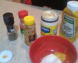 A picture of step 8 of Frosted Flake Honey Chicken with tangy mustard sauce.