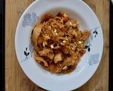A picture of step 4 of Cheesey leftover chapati pasta.