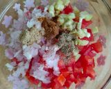 A picture of step 2 of Watermelon salsa.