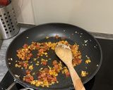 A picture of step 2 of Smokey Squash, Chorizo and Red Pepper linguine.