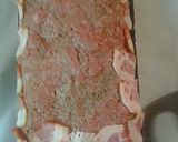A picture of step 8 of Bacon wrapped meatloaf, stuffed with garlicky mashed potatoes.