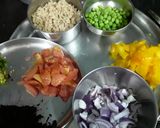 A picture of step 1 of Nutrela soya chunks stuffed bell peppers.
