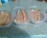 A picture of step 2 of BBQ flavored chicken tenders.
