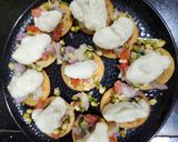 A picture of step 4 of Moong Sprouts Dahi Papdi chaat.
