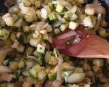 Une image de l'étape 3 de Pâte au blé complet courgette bacon lait de coco.