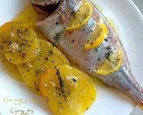 Foto del paso 6 de la receta: Besugos al horno con patatas, infusionados con aceite de tomillo