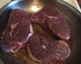 A picture of step 1 of Steak With Mustard Cream Sauce.