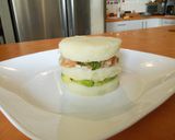 A picture of step 8 of Causa Limeña (salmon).