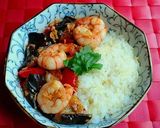 A picture of step 8 of Kimchi Sweet Vinegar Stir Fry with Shrimp and Eggplant.