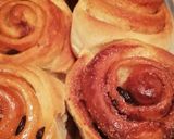 A picture of step 7 of Cinnabon with raisins.