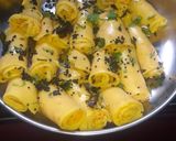 A picture of step 8 of Khandvi.