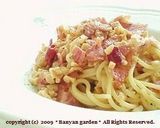 A picture of step 9 of Delicious Pasta Carbo-natto?! (Natto in Carbonara Sauce).