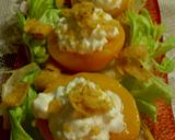 A picture of step 2 of sunshine's cottage cheese stuffed peaches.