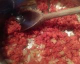 A picture of step 2 of Mandys chorizo hash browns.