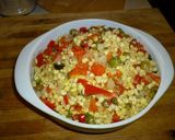 A picture of step 6 of Hominy with Peppers and Zucchini.