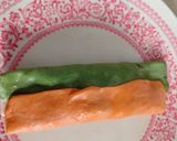 A picture of step 8 of Tricolour crispy pockets with tricolour filling.