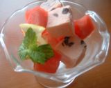 A picture of step 3 of Cubed Watermelon Parfait ♪.