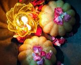 A picture of step 8 of Pistachio almond ghee halwa cake.