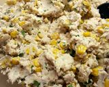 A picture of step 4 of Mexican Corn Cakes with Green Chili Sauce.