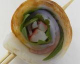 A picture of step 6 of Character Bento Shiso, Ham, and Imitation Crab Chikuwa Rolls..