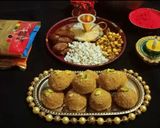 A picture of step 5 of Magas laddu (besan laddu).