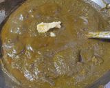 A picture of step 5 of Sarson ka Saag with Makki di Roti.