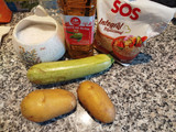 Crema de arroz con calabacín y patatas