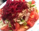 Foto del paso 2 de la receta: Ensalada de remolacha, Tomate de huevo de toro, picadilla y atún !