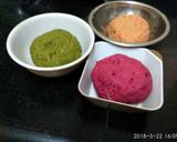 A picture of step 2 of Tri colour paratha bites.