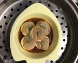 Hình bước làm 1 của món Đậu hủ tôm tươi hấp nước tương topping đậu hà lan