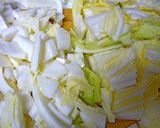 A picture of step 1 of Chop Suey with Shrimp and Chinese Cabbage.