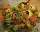 A picture of step 5 of Papaya Avocado and Tomato Salad.