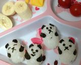 A picture of step 7 of Easy Panda Onigiri (Rice Balls) Character Bento.