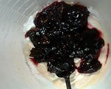 A picture of step 2 of Pecans,Grape jam, and goat cheese base.